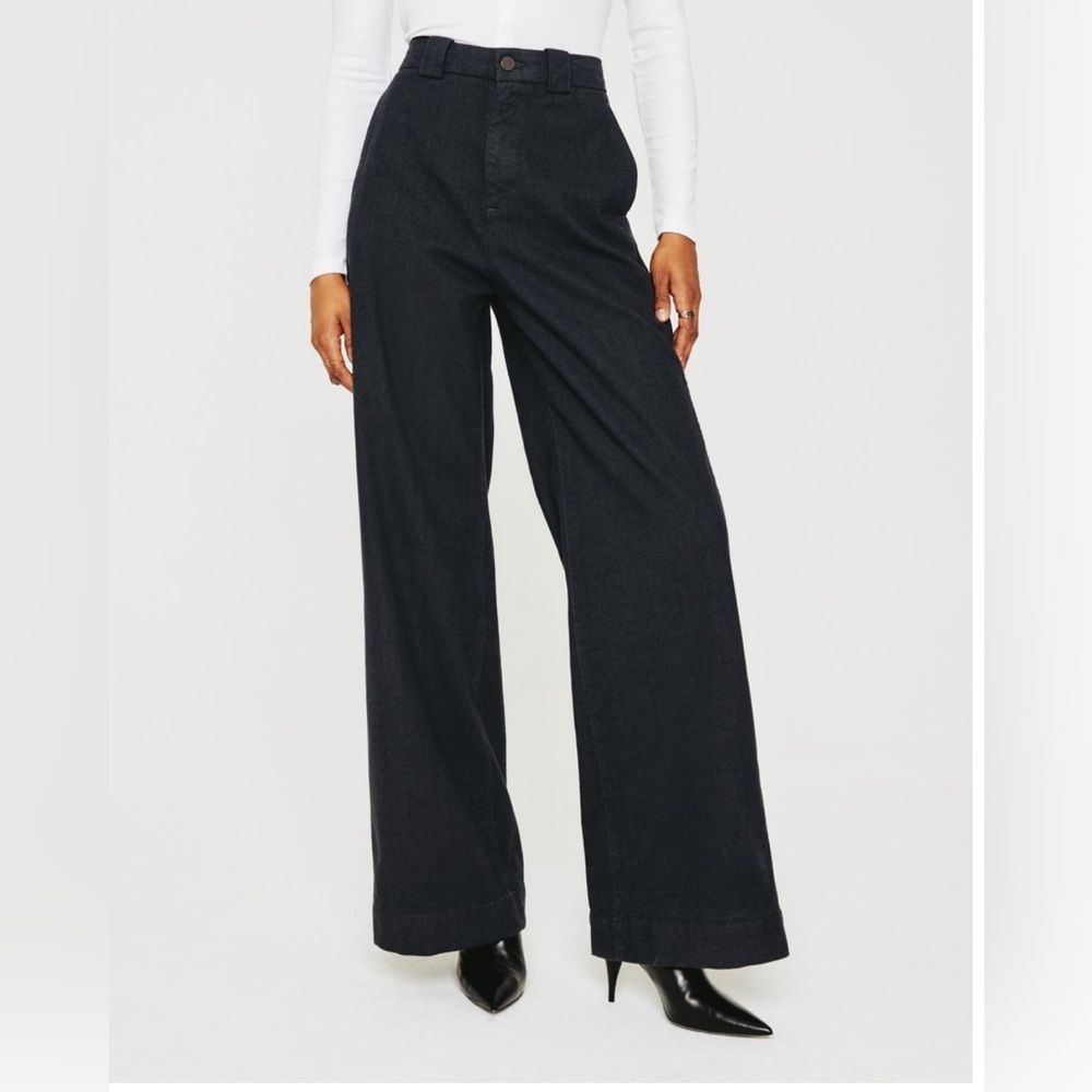 AG Adriano Goldschmied Black Wide-Leg Jeans - Picture 1 of 10
